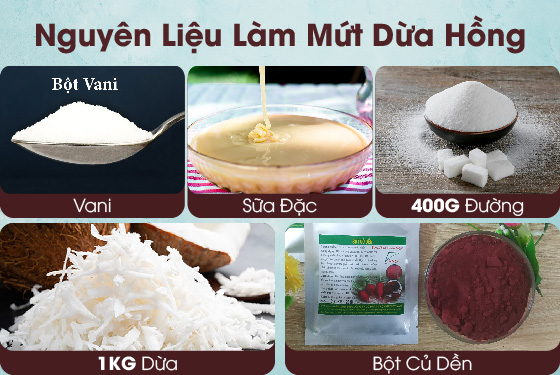 Cách làm mứt dừa bột củ dền